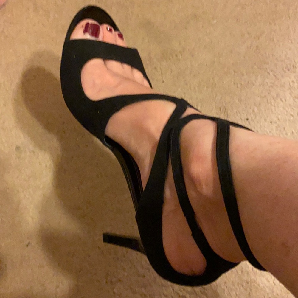 Black Audrey Brooke strappy high heel shoes